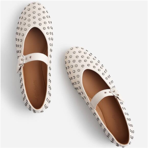 Madewell Shoes - Madewell Women's The Remy Crystal Mary Jane Flat Round Toe Ecru Size 8
